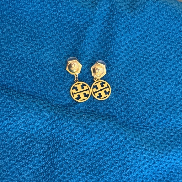 Tory Burch Gold logo dangle pierced earrings